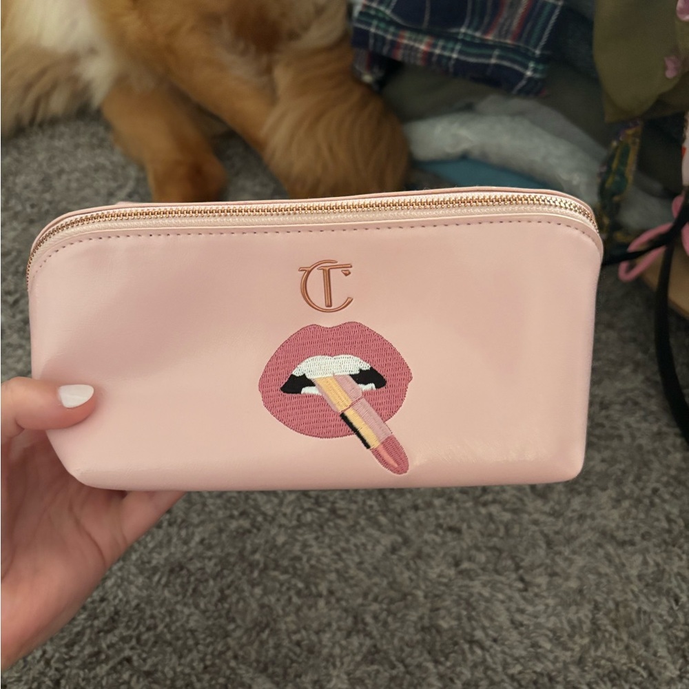 Charlotte Tilbury Pink Cosmetic Case with Lip Appliqué